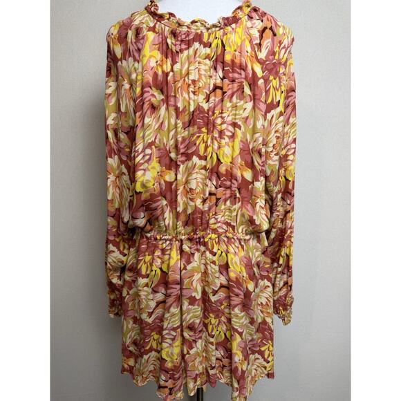 Torrid Plus SZ 4 Blouse Top Floral Ruffled V-Neck Long Sleeves Drawstring Waist - Picture 7 of 15